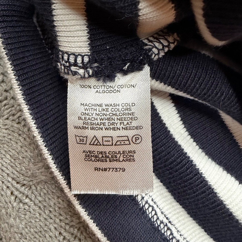 Ann Taylor Knit Striped Tank Top Women's Petite Large Metal Buttons 100% Cotton - Picture 5 of 6